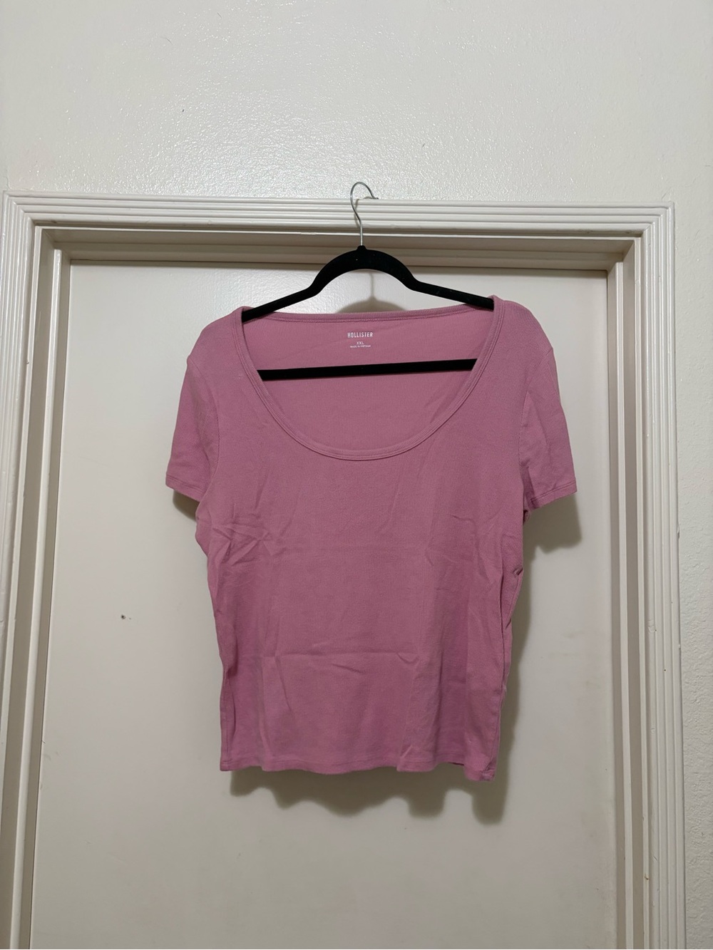 HOLLISTER PINK SCOOP NECK SHORT SLEEVE TOP SIZE XXL